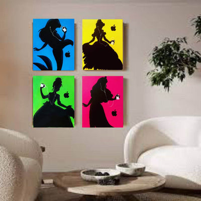Disney Princess iPod commercial parody canvas prints set on wall.