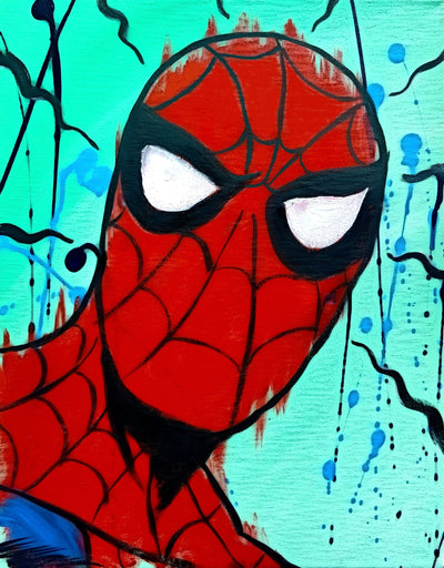 Spider-Man Spidey Sense Pop Art Canvas Print with Teal Background