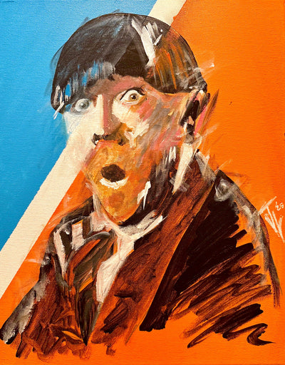 Hand painted abstract three-piece set of The Three Stooges.