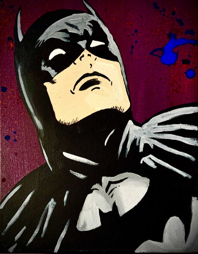 Batman canvas print in three colors: original, orange, black and white.
