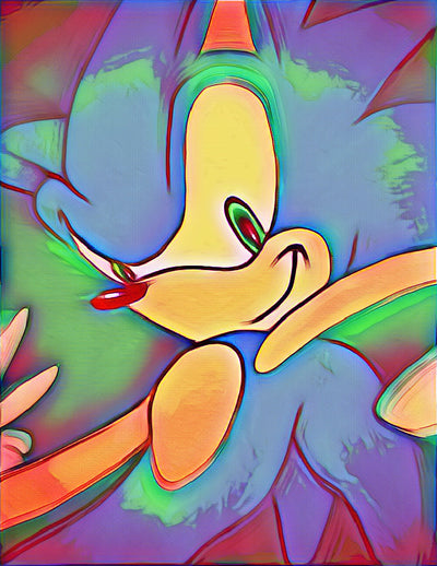 Sonic the Hedgehog colorful abstract art.