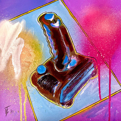 Retro Atari Grip Joystick Controller Canvas Print depicting iconic Atari 2600 controller, perfect for gaming enthusiasts.