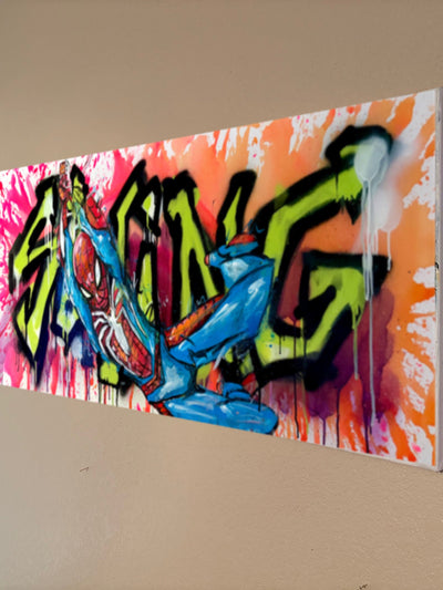 Spider-Man street art painting print on canvas.